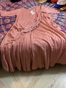 Ahalyaa Rose &amp; Golden Ethnic Motifs Printed Dress