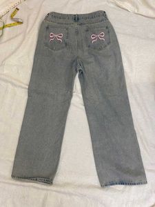 Gray Wide Leg Jeans