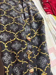 Cotton Suit Set Black Mustard