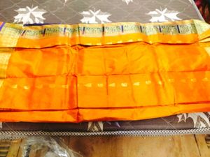 Orange 🧡 Blue Silk Saree