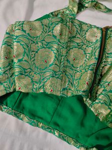 Green &amp; Gold Brocade Blouse