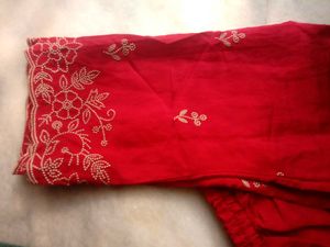Red Embroidered Kurta