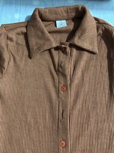 Brown Bodycon Ribbed Dress