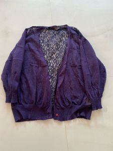 Purple Lace Back Cardigan