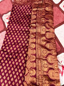 Maroon &amp; Gold Patterned Fabric