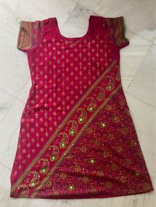 Red Embroidered Kurta