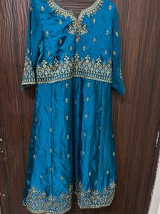 Teal & Gold Embellished Salwar Kameez