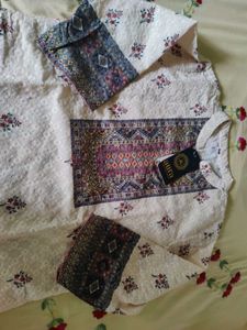 Floral &amp; Geometric Print ladies Kurta With Pant