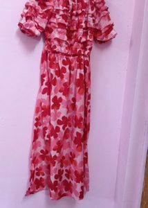 A RED ND PINK COLOUR ONE PIECE LONG DRESS!!!💓💓