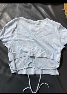 H&amp;M  Light Blue Tie-Back Shirt