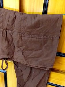 Brown Knee Length Cotton Kurti And Bottom