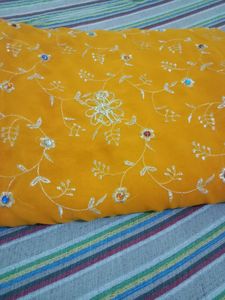 Kundan Heavy Work Saree In Georgette Febric