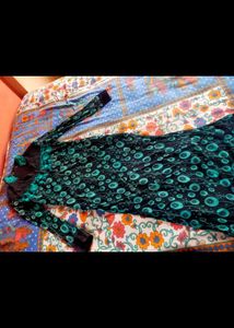 Elegant Black and Teal Print Maxi Dress