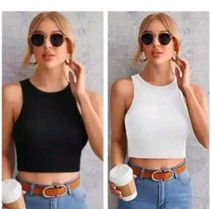 Tank Crop Top - Black & White