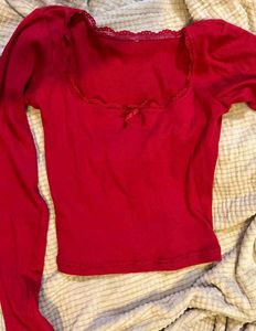 Red Cute Bow Top, Fit Xs/S Both, Brand New
