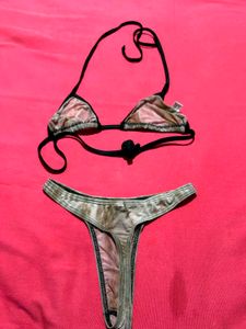 Printed Mesh Bikini Set (Size M)