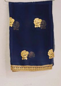 Elegant Blue Floral Saree