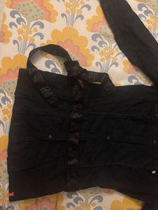 ESPRIT Chic Black Tunic Shirt with Tie-Waist
