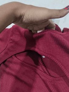 Burgundy Ribbed T-Shirt