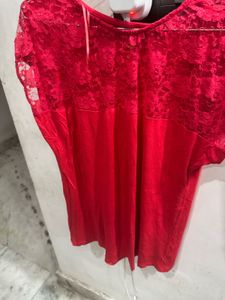 Red Top With Lace Detailed