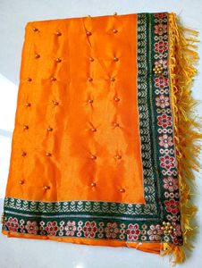 Fancy Saree With Beeds Emblishment
