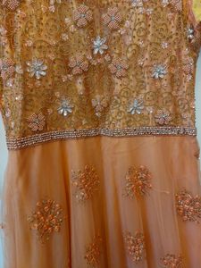Party Wear Peach Embellished Anarkali