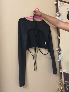 Chic Black backless Long Sleeve Top