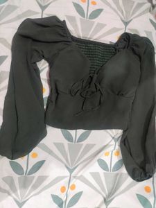 Olive Green Long Sleeve Top
