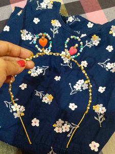 Navy Blue Frock With Cute Hairband Freebie