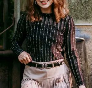 BLACK SHIMMER MESH TOP