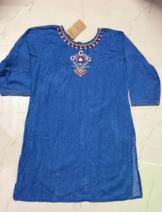 new Denim Embroidered Kurta