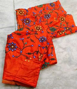 Orange color Wedding Silk Blouse