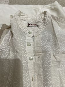 Fab India White Kurta Pyjama For Boys Age 6-8