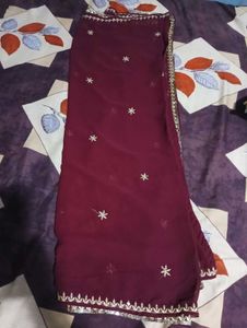 Maroon Dupatta with Gold Detail