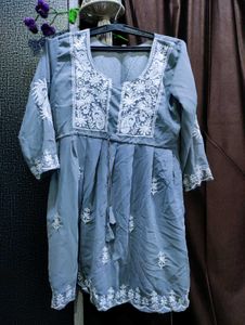Embroidered Kurta Grey