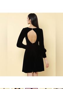 Label Ritu Kumar Black Floral Embroidered Velvet S