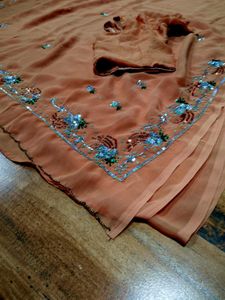 Elegant heavy Peach Saree