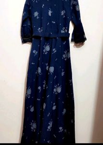 Navy Blue Long Partywear Dress For 30 Bust