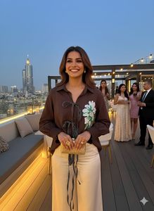 Indo-Italian Glam: Gilded Earth Blouse! 🤎✨