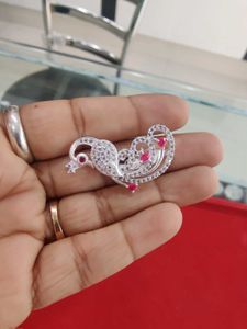 Silver Peacock Saree Pin