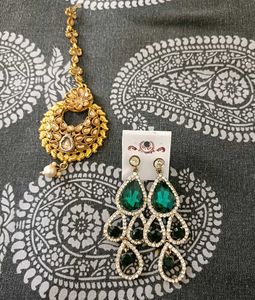 Mangtika And Earrings Combo