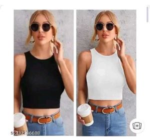 Combo  Of Black And White Crop Tops