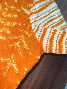 Orange Printed A-Line kurta