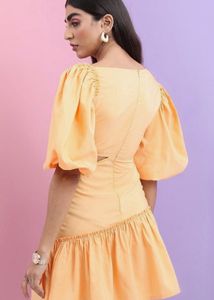 Peach Cutout Ruffle Mini Dress