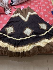 Brown Patchwork Maxi Skirt