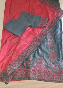 Last Price ✨New Pink Asthetic Saree With Blouse