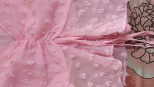 Pink Swiss Dot Long Sleeve Blouse