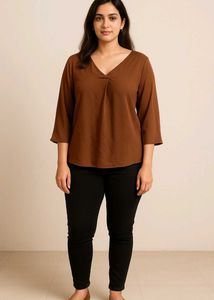 🤎 Trendy Brown Loose-Fit Top For Sale