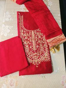 Beautiful Branded Red Colour Suit Material