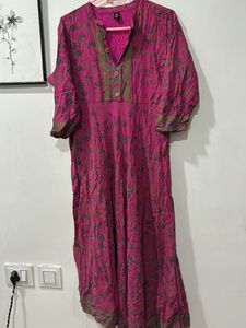 Purple Printed Womens Kurta